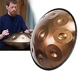 9/10/12 Notes Handtrommel In D Kurd-Moll, 440 Hz Handpan Drums Schlaginstrument Stahl-Handpan-Trommel, 56cm, Gold (Color : 10 Notes)