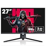 KOORUI 27 Zoll QHD Gaming Monitor 144 Hz, 1ms, DCI-P3 90% Farbumfangs, Adaptive Sync, (2560x1440, HDMI, DisplayPort) schwarz