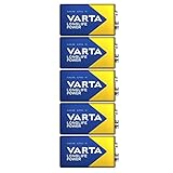 Varta High Energy 4922 Batterie High Energy 9V Block Batterien (geeignet für energieintensive Geräte) 5er Pack