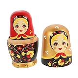 WOONEKY Handgefertigte Sechsschichtige Russische Holz Nesting Dolls Langlebiges Kinderspielzeug Klassische Figuren Bunte Geburtstagsdekoration Sicher für Mädchen und Jungen