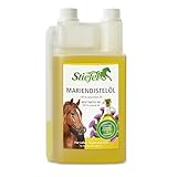 Stiefel Mariendistelöl für Pferde, hochwertiges 100% naturreines Öl, Unterstützung der Leberfunktion, Gutes für Haut & Fell, flüssig mit Dosierflasche, 1l