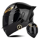 Bluetooth Motorradhelm ECE-geprüfter Klapphelm Modulare Helm Erwachsene Damen und Herren mit Doppelvisier, Lautsprechermikrofon Geräuschunterdrückung Multifunktional Bluetooth