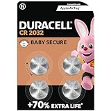 Duracell CR2032 Knopfzellen, CR 2032 Lithium Knopfzelle 3 V (4 Stück), ideal für z.B. Autoschlüssel, Waagen, Fitnesstracker, medizinische Geräte