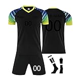 Generisch Fußball Trikot mit eigenem Namen Nummer und Logo Jungen Herren, Personalisierte Fussball Trikot Shorts Set, Fußball Trikot Kinder Erwachsene