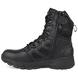 QUNLON Springerstiefel Bundeswehr Stiefel Herren Militär Stiefel mit Reißverschluss Einsatzstiefel Schwarz Leichter Kampfstiefel Tactical Boots Herren-Modell115 46EU