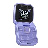 Entsperrtes 2G-Klapptelefon für Senioren, Dual-SIM-Klapphandy mit Doppelbildschirm, Großen Tasten, LED-Taschenlampe, HD-Rückkamera, Magischer Stimme, Schnellwahlvibration (Purple)