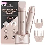 VG VOGCREST Elektrischer Bikini-Trimmer: wiederaufladbarer Körperhaarentferner für Frauen, schmerzloser Damenrasierer für Arme, Achselhöhle, Beine, Schamhaare (Roségold)
