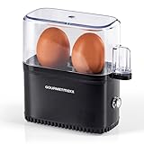 GOURMETmaxx Eierkocher für 2 Eier | Elektrischer, energiesparsamer Egg Cooker mit einfacher Bedienung für perfekte Frühstückseier | Mit Messbecher & Ei-Pick | Kompaktes Design & BPA frei [Schwarz]