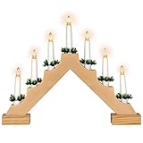 Schwibbogen aus Holz 7 LED Lichterbogen Dreieckform Leuchtfarbe warm-weiß Leuchtbogen Weihnachtsbeleuchtung Weihnachtsdeko Timer Batterie Xmas