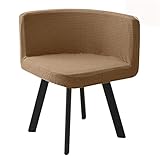 Geschwungene Esszimmer-Schonbezüge, dehnbar, halbrund, Rückenprotektor für Büro und Wohnzimmer, Set mit 1/2/4, Dreieck-Design, stilvolle braune Abdeckung, 1 Stück