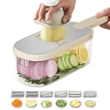 LIIGOU Gemüseschneider 6-in-1 Börner Gemüsehobel Mandoline Verstellbar Nicer Dicer Salatschleuder Gurkenhobel Vegetable Chopper Gemüsereibe Mehrzweck Küchenhobel Küchenreibe Reibe für Gemüse
