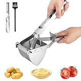 Yulado Potato Kartoffelstampfer Edelstahl mit SchäLer und ReinigungsbüRste, Kartoffelpresse, Obst und GemüSe SpäTzlepresse, Handbetätigt Lebensmittel Masher, KüChenzubehöR Gadget, Einfache Handhabung