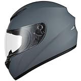 Favoto Motorradhelm Integralhelme für Erwachsene Vollvisierhelm Mopedhelm für Herren Damen Atmungsaktiv ECE Zertifiziert S (55-56cm) Grau