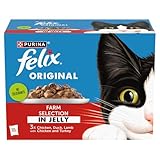 FELIX Original Farm Favorites in Gelee Katzenfutter Nassfutter, 12 x 85 g