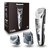 Panasonic ER-SC60-S803 Haarschneider für Männer, tragbarer, kabelloser, wasserdichter Trimmer, fortschrittliche Klingen, 20 Längen, 2 Aufsätze, kabellos & kabelgebunden, Ladestation, Silber