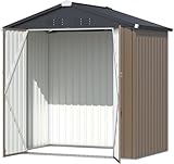 YODOLLA Metall Gerätehaus 4 m³ mit Satteldach, abschließbar, 185 x 162 x 120cm Geräteschuppen Garten Schuppen Gartenhaus, mit Lüftungsschlitzen für Fahrrad, Werkzeug, Rasenmäher, Dunkelgrau