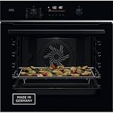 AEG Wifi Einbaubackofen – Serie 6 LED-Touchdisplay – Made in Germany – Pyrolyse Selbstreinigung – Kerntemperatursensor: Für Punktgenaues Garen – AirFry – 45 Automatikprogramme – Schwarz – TS6PB50WAB