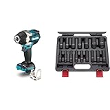 Makita DTW700Z Schlagschrauber 18 V (ohne Akku und Ladegerät), Blau & US PRO B1340 Kraft-Schlagschrauber-Nüsse 1/2' 10-32 mm Schlagnuss-Satz, 16 Stück