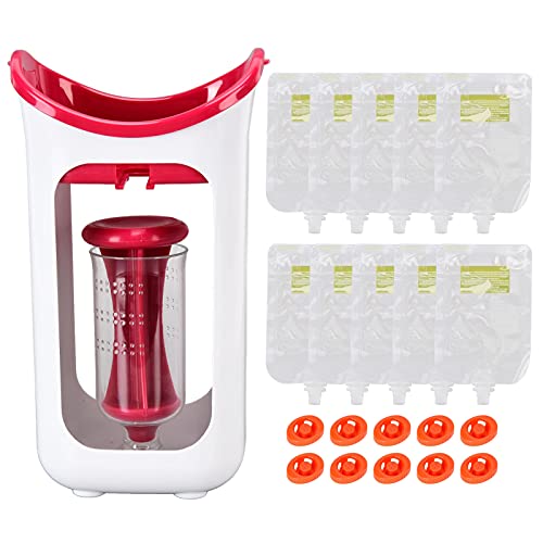 Teamsky Babynahrungszubereiter, Silikon-Babynahrungsmaschine, Multifunktions-Babynahrungsbehälter für Zuhause, Küche, Restaurant, 2 Farben für Sie(rot)
