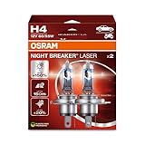 OSRAM NIGHT BREAKER LASER H4, 150% mehr Helligkeit, Halogen-Scheinwerferlampe, 64193NL-2HB, 12V PKW, Hängebox (2 Lampen), white