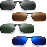 Mikqky 4 Stück Sonnenbrille Clip, Sonnenbrillen Aufsatz Brille, Sonnenbrille Aufsatz für Brillenträger, 4 Farben, Geeignet für Damen und Herren