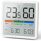 NOKLEAD Digitales Thermo-Hygrometer, Tragbares Thermometer Hygrometer Innen mit hohen Genauigkeit, Temperatur und Luftfeuchtigkeitsmesser für Raumklimakontrolle Raumluftüerwachtung Monitor (WEISS)