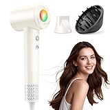 Ionen Föhn mit Diffusor - Haartrockner Schnelles Trocknend 150.000 U/min, Fön mit 500 Mio. Negative Ionen, 8 Temperatur-Stufen mit LED, für Locken/Dicke Haare, Reisen, Zuhause, Salon