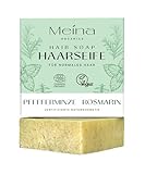 Meina Naturkosmetik - Bio Haarseife mit Brennnessel, Rosmarin und Pfefferminze, Zertifiziert, Vegan, Nachhaltig, Handgemacht, Plastikfrei, Ohne Palmöl, Wie ein festes Shampoo - 80g