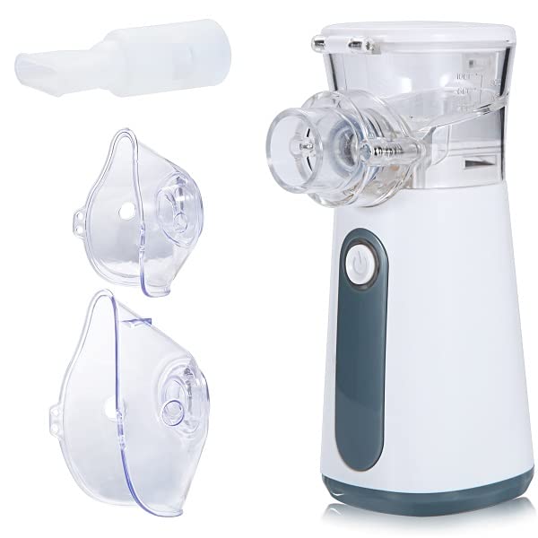 Inhaliergeräte für Erwachsene und Kinder - MIYAY Inhalator Tragbarer Stiller Vernebler, Ultraschall Inhalationsgerät Erleichtern Effektiv die Atmung, Einstellbarer Sprühnebel, mit 2 Zerstäubermembran