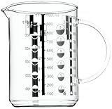 WMF Gourmet Messbecher Glas 1l, hitzebeständiges Glas, Messbecher 1l, Skalierung für Liter, Milliliter, Tassen und Gramm, Transparent