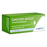 Cetirizin axicur 10 mg Filmtabletten, Linderung von Heuschnupfen und verbundener Beschwerden wie Schwellungen, Rötungen und Juckreiz der Haut, geeignet zur Behandlung ganzjähriger Allergien, 100 St