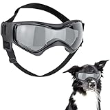 Hundebrille, Sonnenbrille für Hunde, Anti-UV Wasserdicht, Winddicht, Einstellbar Sonnenbrille Mode Schutzbrille Geeignet für Kleine und Mittlere Hunde（Schwarz）