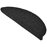 Beautissu Treppenstufen Matten 55x15 cm – 15 Stück Schmale Treppen Stufenmatten Selbstklebend Innen Treppenmatten Stufenmatte Teppich Treppenteppich Stufenteppich Halbrund Anthrazit – ProStair