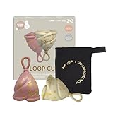 Hevea Loop Menstruationstasse, Größe 2 & 3 (Golden Sand & Golden Rosewood)