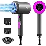 Ionen Föhn AC Motor 1800W Haartrockner, slopehill Schnelltrocknen Hair Dryer, Salon Haarfön mit Heiß-/Kalttaste, 3 Fön Concentrators and Diffuser, 3 Temperatureinstellungen, 2-Gang（Violett）