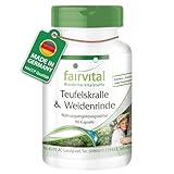 Fairvital | Teufelskralle und Weidenrinde Kapseln - HOCHDOSIERT - standardisiert auf 1,2% Harpagoside und 15% Salicin - Vegan - Harpagophytum procumbens & Salix Alba Extrakt - 90 Kapseln