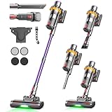 45000Pa Akku Staubsauger, 550W/70Min Ultraleiser Staubsauger Kabellos mit LED Display, Verbesserte V-förmige Anti-Tangle-Bodenbürste, 6-in-1 Kabelloser Staubsauger für Tierhaare Teppich Hartboden