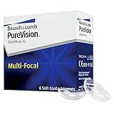Bausch + Lomb Purevision Multifocal Monatslinsen, Gleitsicht-Kontaktlinsen, weich, 6 Stück BC 8.6 mm / DIA 14 / -3.75 Dioptrien / ADD High