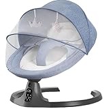 POSTEGE Elektrische Babywippe, elektronische Babyschaukel, Bluetooth-Fernbedienung mit Lautsprecher, 5 Schaukelbögen, 3-Stufen-Timer, für Babys unter 33 Pfund C