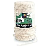 OfficeTree 100m Jutegarn 2mm Weiß - Bastelschnur Weiß - Kordel Weiß - Juteband Weiß für Garten Dekoration oder Basteln - Weiße Kordel - Weisse Schnur als Makramee Garn Weiß 2mm - Jute Twine