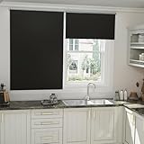 LILIIN Verdunkelungsrollo Thermorollo Verdunkelung Fenster-Rollo Klemmfix ohne Bohren Klemm Thermo Verdunkelungsrollo Sichtschutz Seitenzugrollo für Fenster und Tür(Schwarz, 120x210cm)