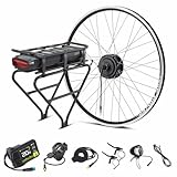 YOSE POWER Ebike Kit 36V250W 28' Frontmotor Fahrrad E-Bike Hub Umbausatz Integrierte Controller mit 36V 13Ah Gepäckträger Akku für 28' Scheibenbremse V-Brake Hinterrad Bike