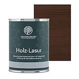 Lignocolor® Holzlasur (750ml Nussbaum dunkel) schützende Lasur für Außen & Innen Wasserbasis