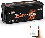 LiTime LiFePO4 Batterie 24V 100Ah, Bluetooth-Funktion und Litime APP-Steuerung, 4000+ Zyklen und 10 Jahre Batterielebensdauer, Perfekter Ersatz für Blei-Säure, AGM, SLA Batterie