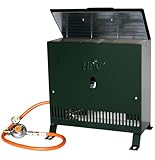 Gewächshausheizung 4kW mit Thermostat und Piezozündung für Wandmontage oder im Stand montierbar Gasheizer inkl. Schlauch HPV made in Germany Frostwächter (Mit Druckminderer (Außenbereich))