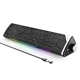 SOULION R60 PC Lautsprecher USB Bluetooth Soundbar, USB-betrieben Typ-C, LED Computer Boxen mit 3.5mm Klinke für Laptop, Monitor, Gaming