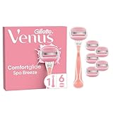 Gillette Venus ComfortGlide Spa Breeze Damenrasierer, 6 Ersatzklingen, rutschfestes, ergonomisches Handstück