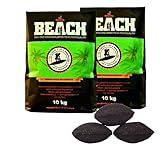 BlackSellig Beach Premium Kokos Grillbriketts – Cocos Holzkohle für Dutch Oven, BBQ & Smoker – Hochwertige Grillkohle & Holzkohlebriketts – Lange Brenndauer & Hohe Hitze (20kg)