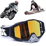 Yoihuqi Motocross Brille, Winddichte Staubdichte Motocross-Brille, SkiBrille, Dirt Bike Crossbrille, Anti Fog UV Skibrille, Off Road Racing Fahrbrille, für Radfahren, ATV, UTV, Schwarze/Graue Nase