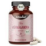 Ashwagandha Kapseln Bio 150 Stück | hochdosiert 1500mg pro Tagesdosis | fein gemahlenes Ashwagandha Pulver in Bio-Qualität | bedeutende Rolle im indischen Ayurveda | vom Achterhof